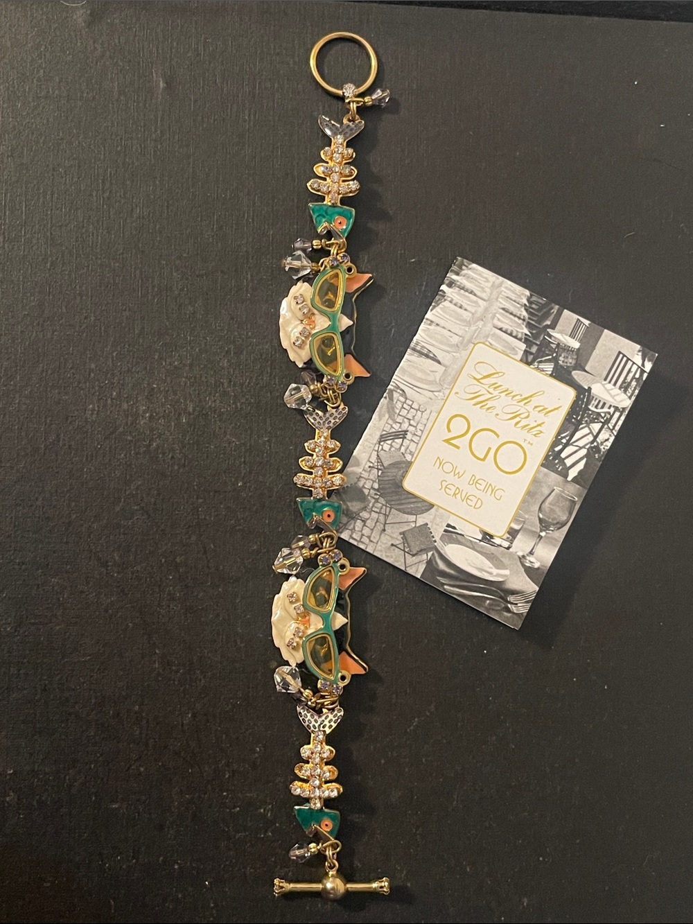 Vintage LATR 2GO “Glamour Puss” Cat Enamel Charm Bracelet - Picture 5 of 12